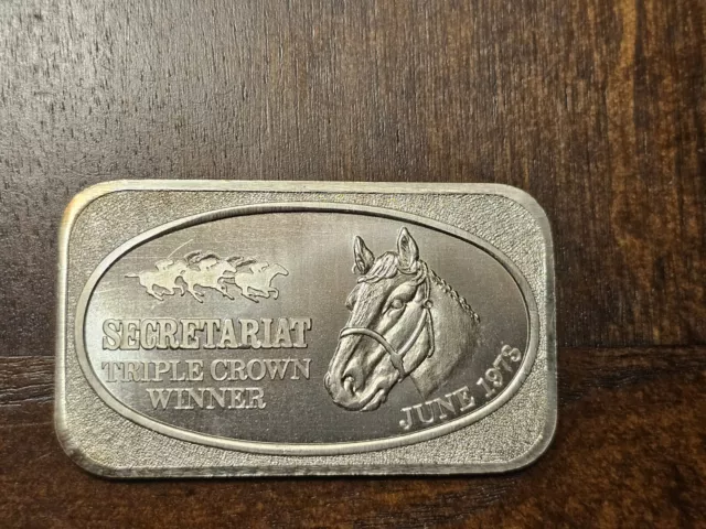 Rare 1973 USSC Secretariat Triple Crown Winner 1 oz .999 Silver Art Bar!  Horse