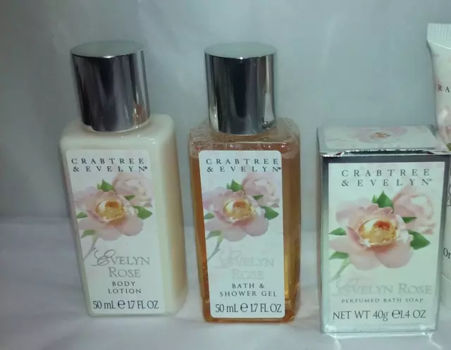 crabtree evelyn evelyn  rose gift set travel lot of 3 new