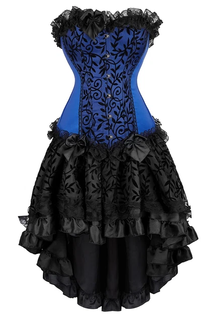 Kranchungel Corset Dress Plus Size Steampunk Corset Skirt Set Renaissance Gothic