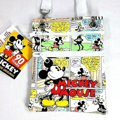 Mickey Mouse 90th Comic Strip Vinyl Messenger Crossbody Purse Bag New 2 sided