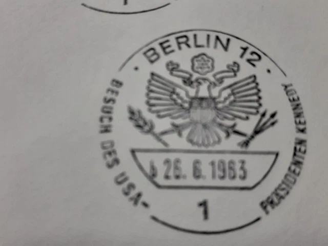 Seltene Gedenkkarte / Sonderkarte , Besuch Kennedy in Berlin 26.6.1963 , Stempel 2