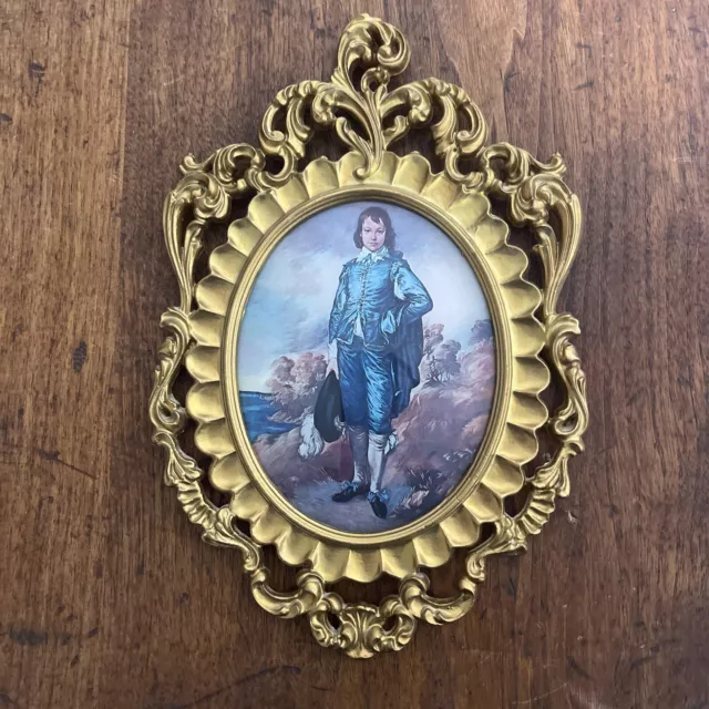 Vtg Ornate Victorian Style  Gold Frame Made In Italy Mod Depose Blue Boy