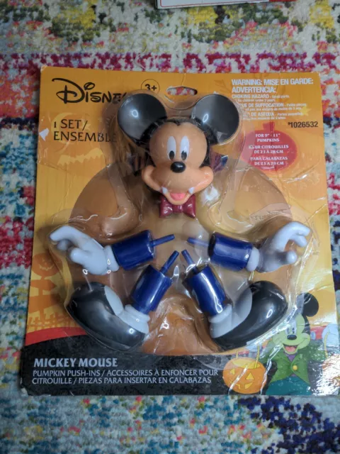 Disney Mickey Mouse Calabaza Push-Ins Halloween Decoración Selecciones Usado en Excelente Condición Caja Abierta
