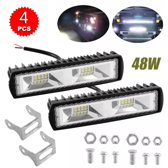 4x 12V 48W Auto Offroad SUV LED Arbeitßcheinwerfer Light Bar Traktor Lichtbalken