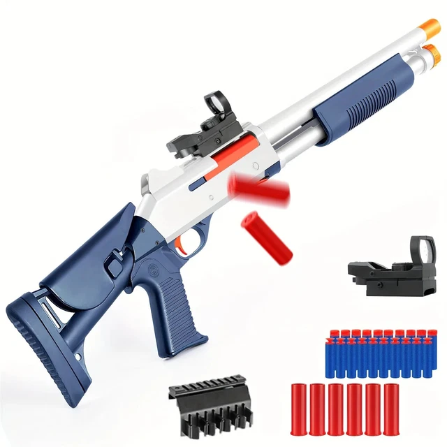 SOFT BULLET TOY Gun Toy Shotgun Shell Ejecting Indoor Toy Gun Birthday ...