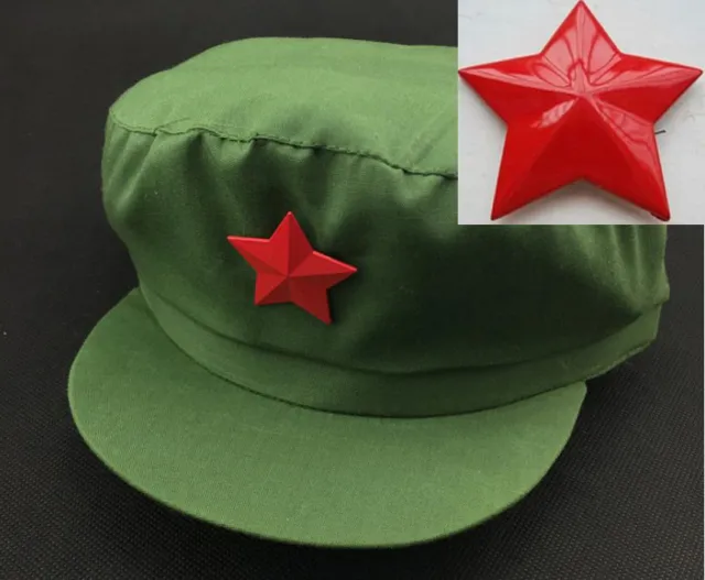 Hat "Chairman Mao Old Army Style" Cap + 1960s Original Army PLA Red Star Badge