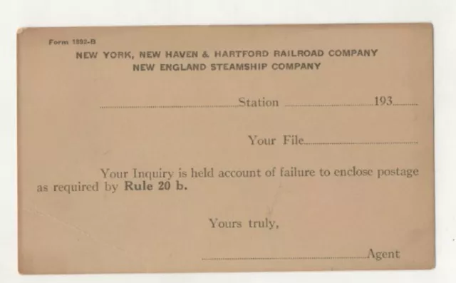 Postcard New York, New Haven & Hartford Railroad Co. New England Steamship Co