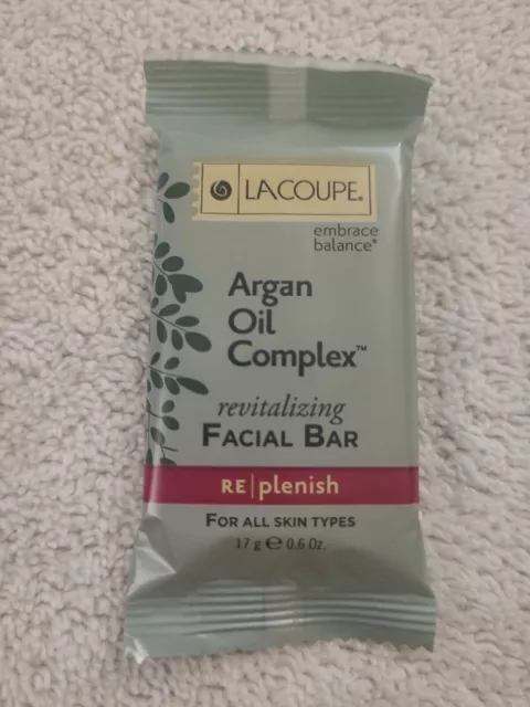 LOT of 20 - LaCoupe Argan Oil Facial Bar - travel size face soap .6 oz / 17g