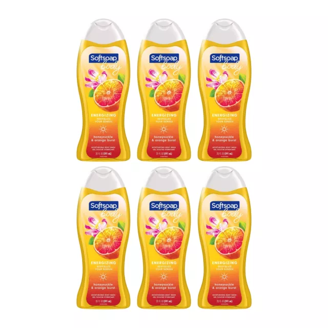 Softsoap Body Energizing Honeysuckle & Orange Burst Body Wash, 20oz (Pack of 6)