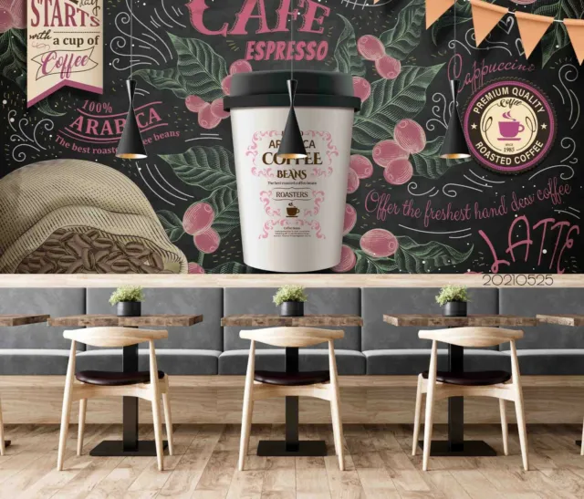 3D Coffee Blackboard Wallpaper Wall Mural Removable Self-adhesive 191