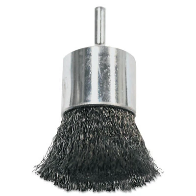 Crimped Wire Solid End Brushes, Steel, 22,000 Rpm, 1 in X 0.006 In Weiler 10009