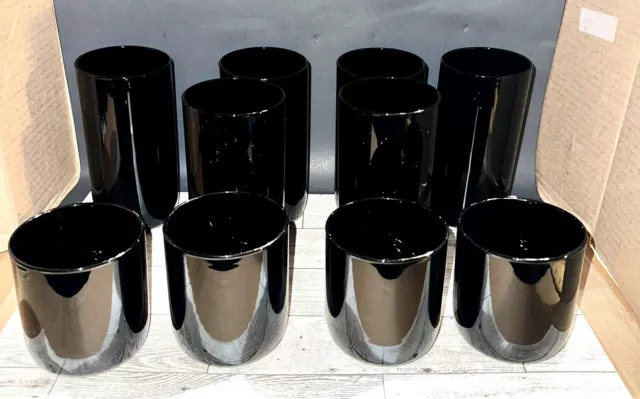 Set Of 10 Libbey Metropolitan Black Amethyst Tumblers/juice Glasses 2 Sizes