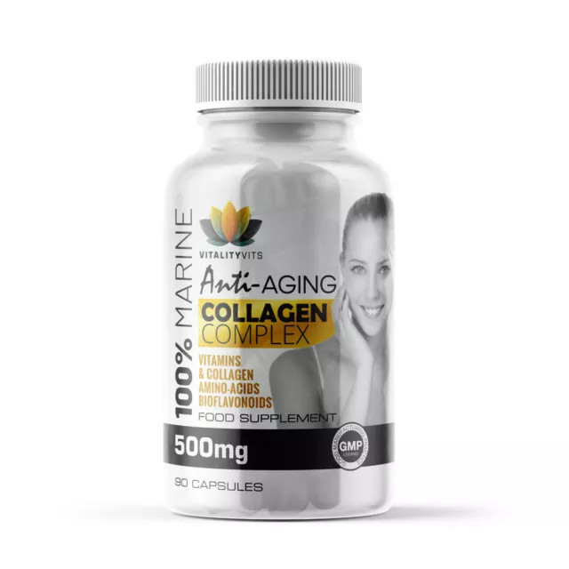 Marine Collagen Complex Anti - Ageing - Tissue, Joints Vitamins B2 C & E Tablets