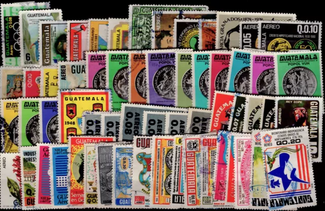 Guatemala Lot, 60 Different Stamps, Mh - Used, Vf