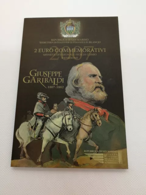 2 Euro Gedenkmünze San Marino Folder 2007 Guiseppe Garibaldi