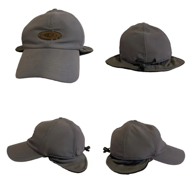 O'neil Baseball Hat Cap Gray Fleece Lined Adjustable Ear Flaps Hunting Fishing