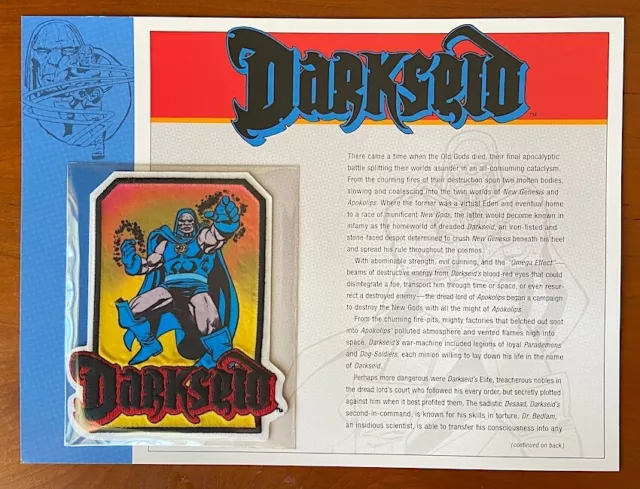 DARKSEID PATCH on INFO CARD ~ from Willabee & Ward ~ DC COMICS PATCH COLLECTION