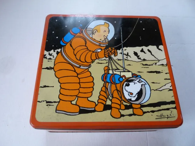 Grande Boite Metal Tintin Et Milou Objectif Lune Delacre