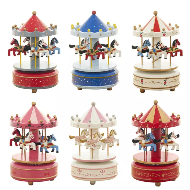 Vintage Horse Carousel Music Box Toy Clockwork Musical Box Birthday Gift