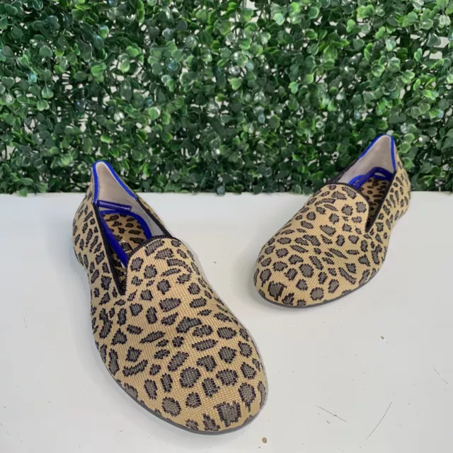 NWOB Wmns Rothy’s “THE FLAT” Leopard Print Knit Round Toe Slip On Flats Size 7.5
