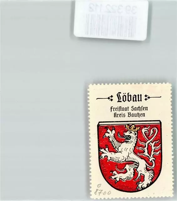 39322112 - 8700 Loebau Vignette Wappen Freistaat Sachsen Kreis Bautzen