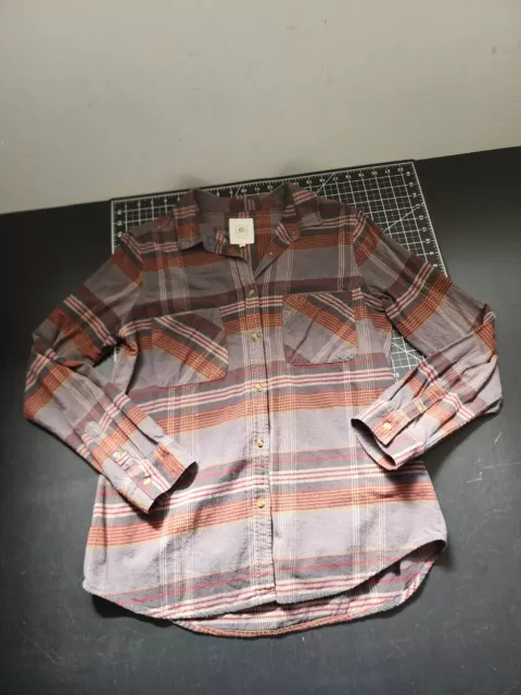 Rip Curl Flannel Shirt Men's Size Medium M Red & Gray Plaid Print Cotton