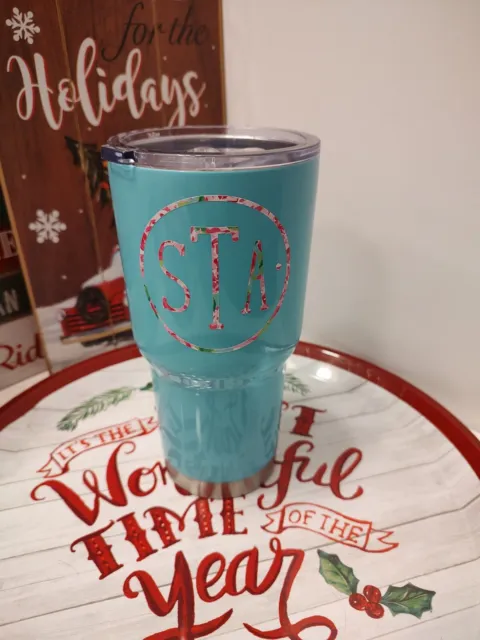 Rtic 30 Oz. Double Wall Insulated Tumbler - Stainless Steel, Turquoise & Clear