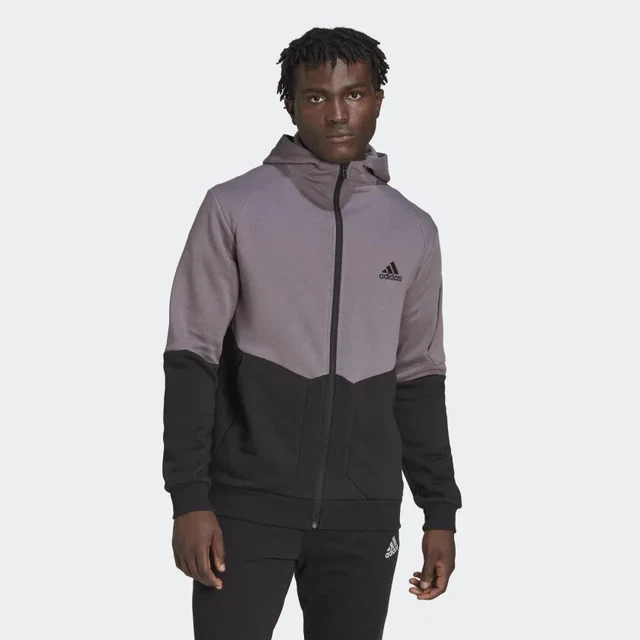 SWEAT SHIRT ADIDAS HOMME Noir Gris hl6910 Coupe Vent Capuche Ess