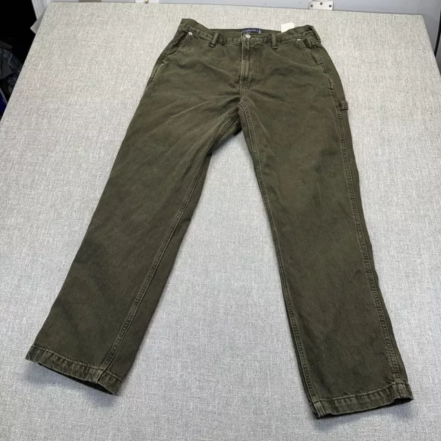 Abercrombie Fitch Carpenter Jeans Mens 33x32 Green 90s Loose Straight Baggy