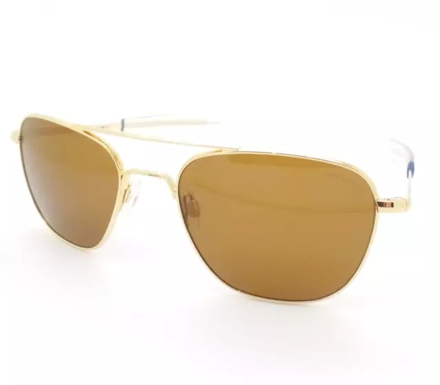 Randolph Aviator 23k Gold American Tan 55 AF236 USA Bayonet New Sunglasses