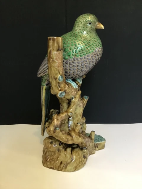 Outstanding Antique Japanese Kutani porcelain  bird on a stump vase