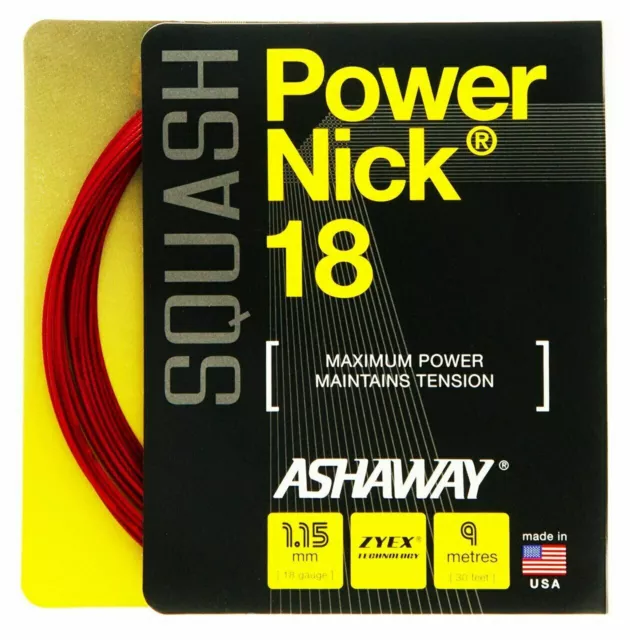 1 X UNPACKAGED SET ASHAWAY POWERNICK 18 RED SQUASH RACKET STRING - 9m SET