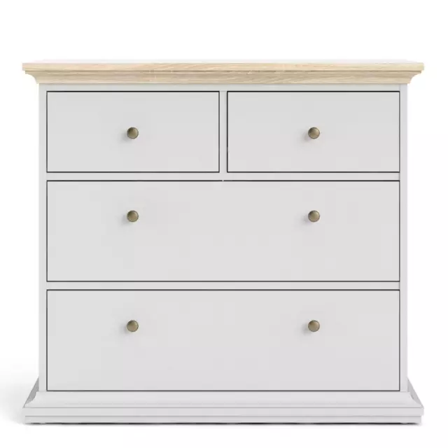 Paris French Country Style 4 Drawer Chest Of Drawers In White And Oak 3