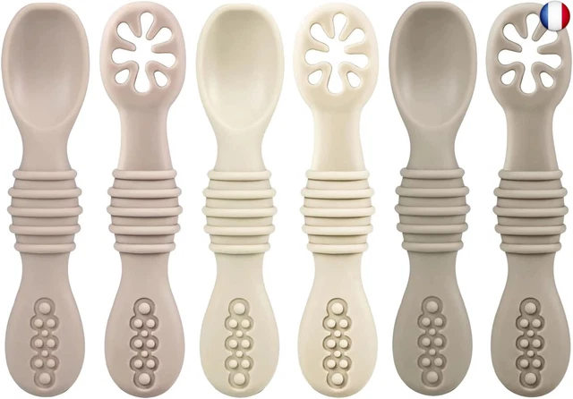 Cuillères en Siliconen pour bébés et enfants, lot de 6 cuillères à