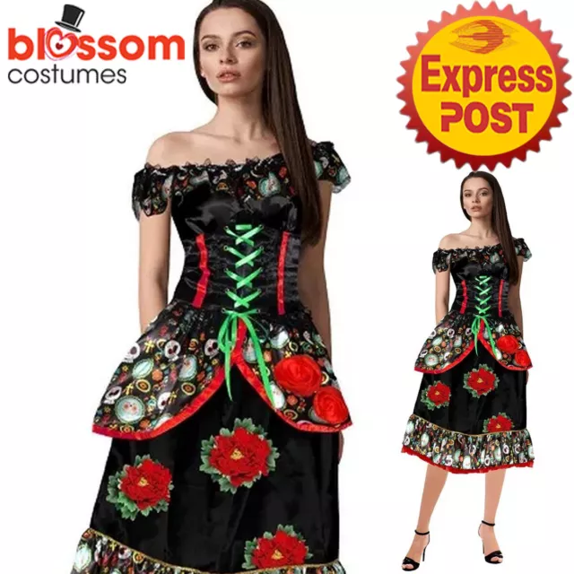 CA1475 Day of the Dead Mexican Senorita Gothic Halloween Dress Up Womens Costume