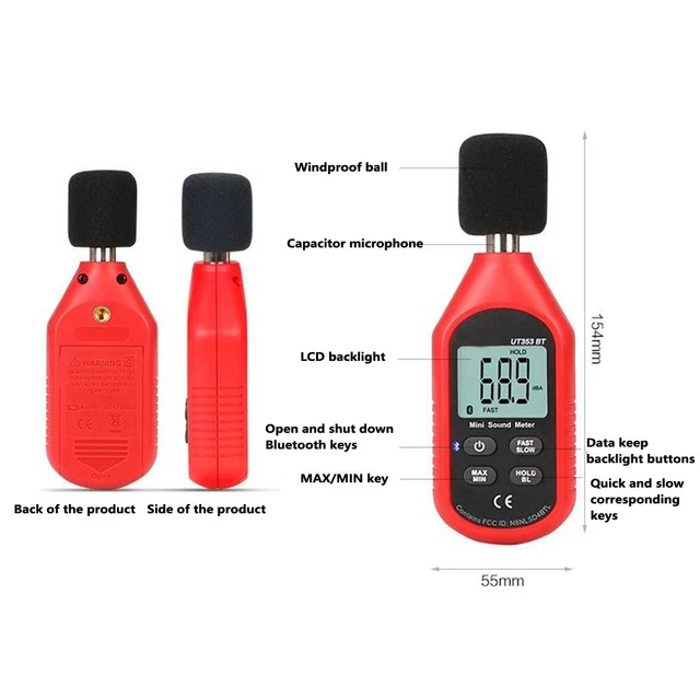 Tester antirumore wireless per manutenzione dati di misura decibel supportato