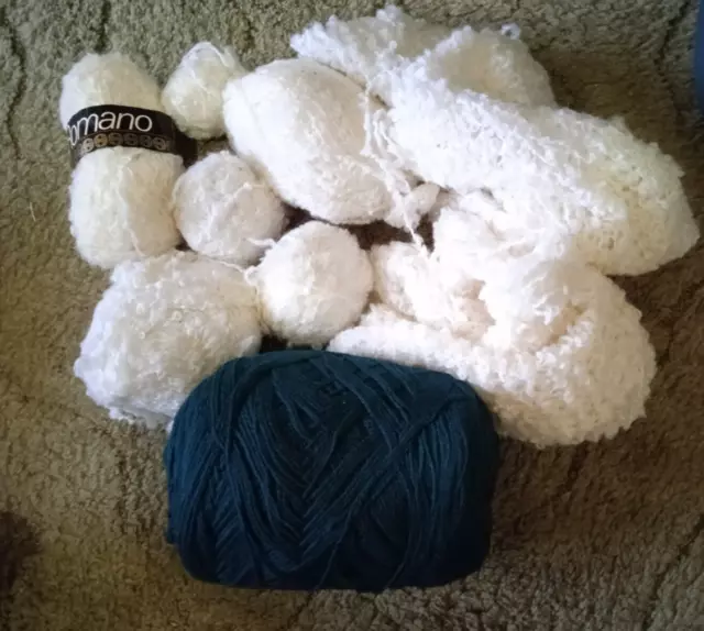 Yarn bundle cream Sidar Romano wool mohair blend & dark green acrylic #29