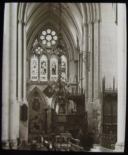 Glass Magic Lantern Slide ST SAVIOURS SOUTHWARK NORTH TRANSEPT C1890 PHOTO