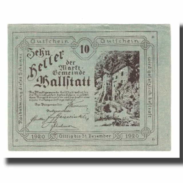 [#665751] Banknote, Austria, Hallstatt O.Ö. Marktgemeinde, 10 Heller, texte 1, 1