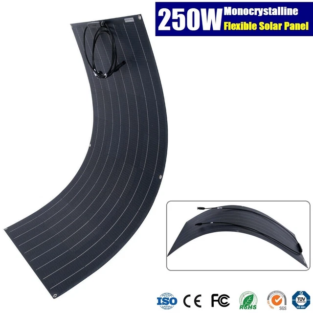 250W 12V FLEXIBLE Solar Panel Caravan Boat 4Wd Battery Mono Charging ...