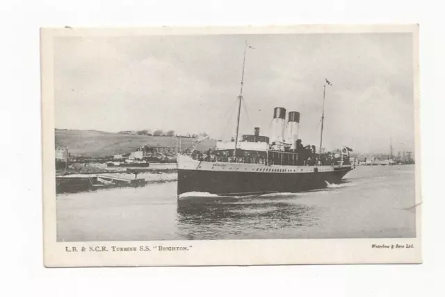 London Brighton & South Coast Railway Official Postcard Turbine SS Brighton 1907