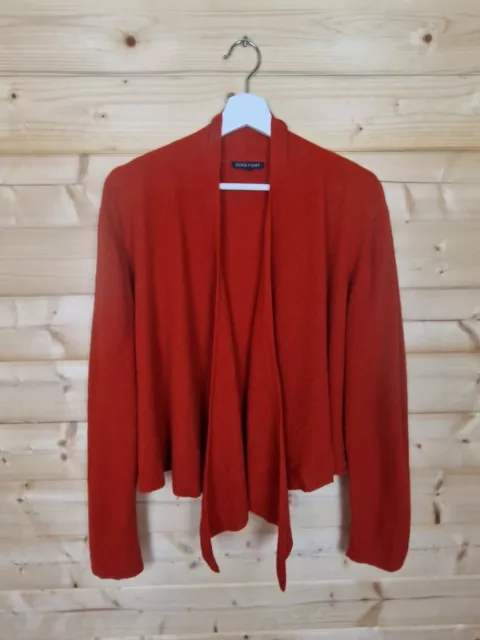 Eileen Fisher XL offene Strickjacke aus 100 % Wolle verbrannt orange Herbst