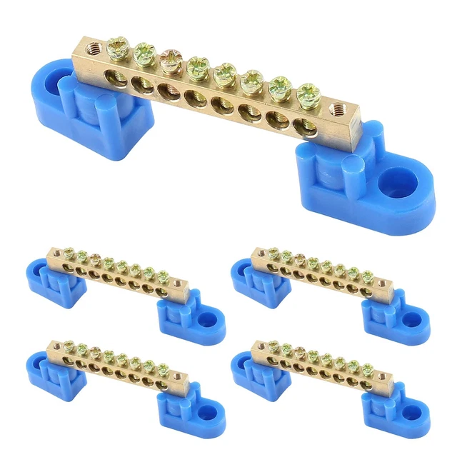 5 Pcs Terminal Bus Bar 8 Positions Brass Wire Screw Terminal Grounding...