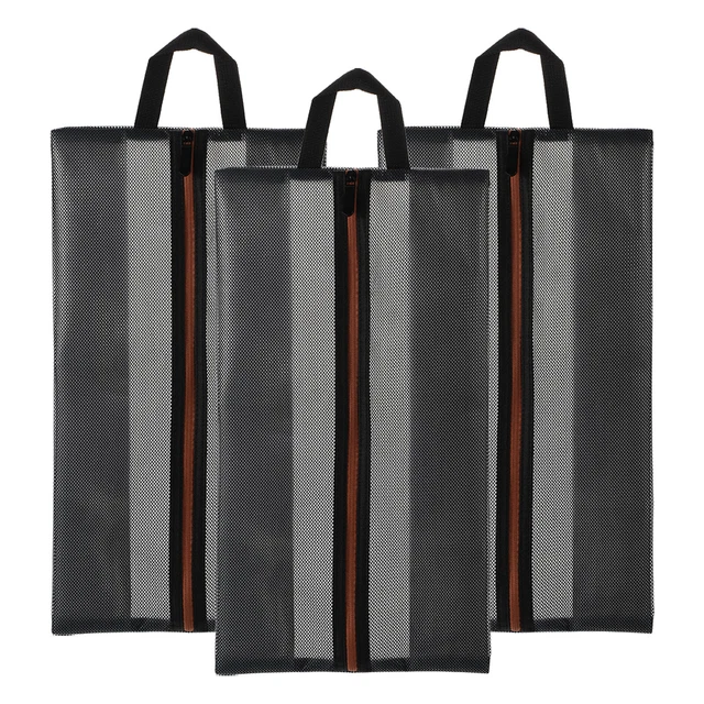 Confezione da 3 borse impermeabili traslucide scarpe portatili organizer nere