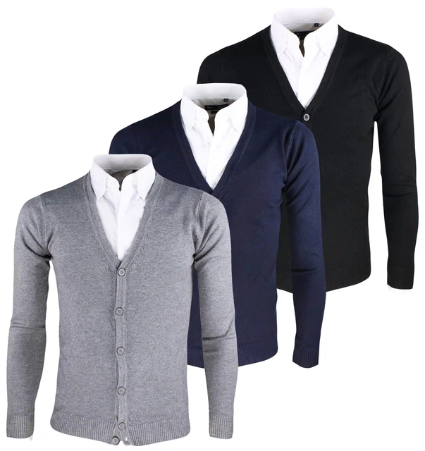 Cardigan uomo Maglione Slim Fit Maglioncino elasticizzato S M L XL XXL RDV