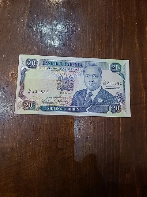 1991 - Banki Kuu Ya Kenya - 20 Kenyan Shillings Banknote, Serial No. G81 231882