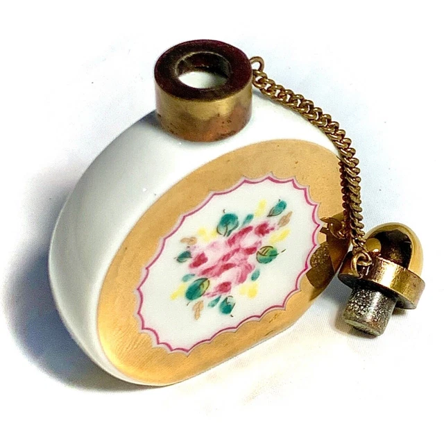 FRANCE FRENCH LIMOGES Vintage Gold Bottle Trinket Snuff Box Peint Main
