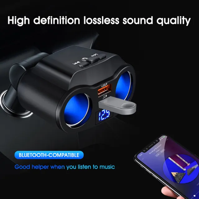 90W 12V/24V USB Car Charger 2 Sockets with LED Voltage Display Car Accessory  ZR