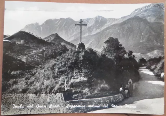 1952 Cartolina Illustrata Isola Del Gran Sasso Panorama Abruzzo Teramo