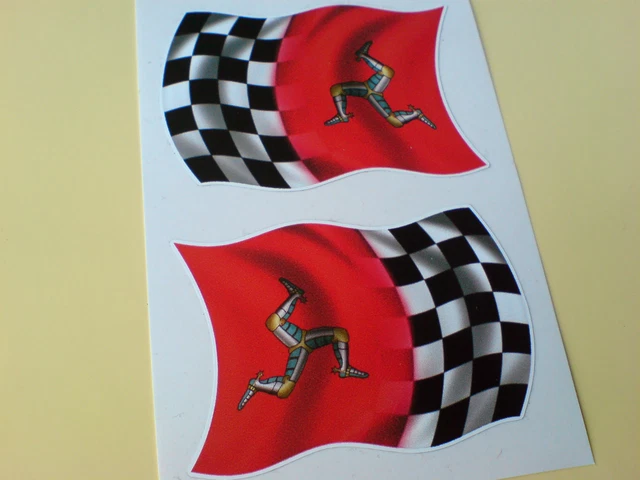 Isle of Man Manx GP Flag Skull & Crossbone Car Bike Scooter Sticker 3 TT Races